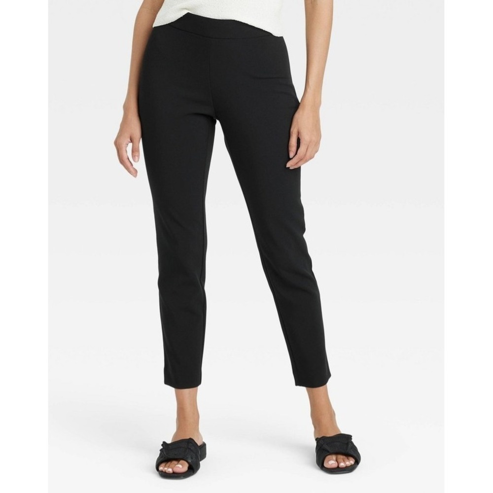 A New Day Women's High Rise Skinny Ankle Pull On Pants Black Size 8